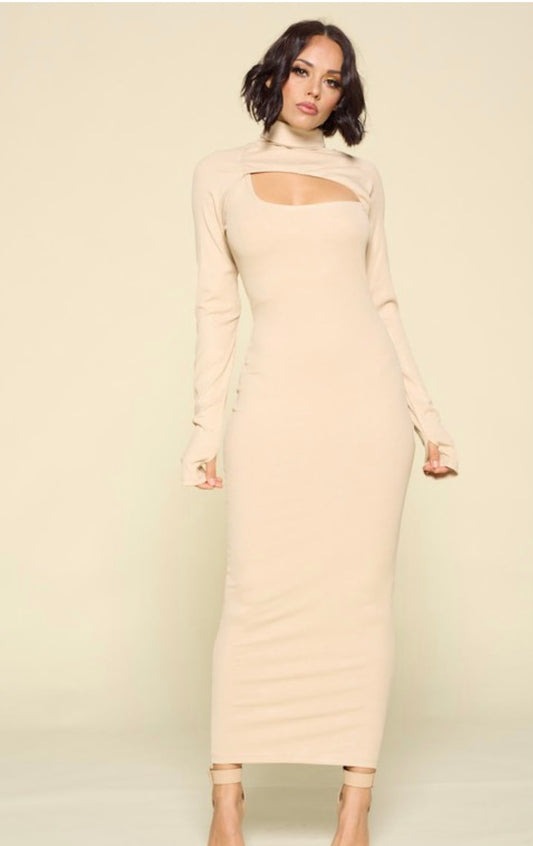 Nude Ribbed Maxi